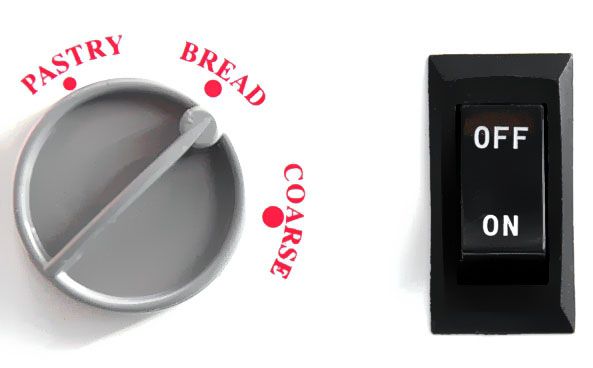 WonderMill grain mill on/off switch.