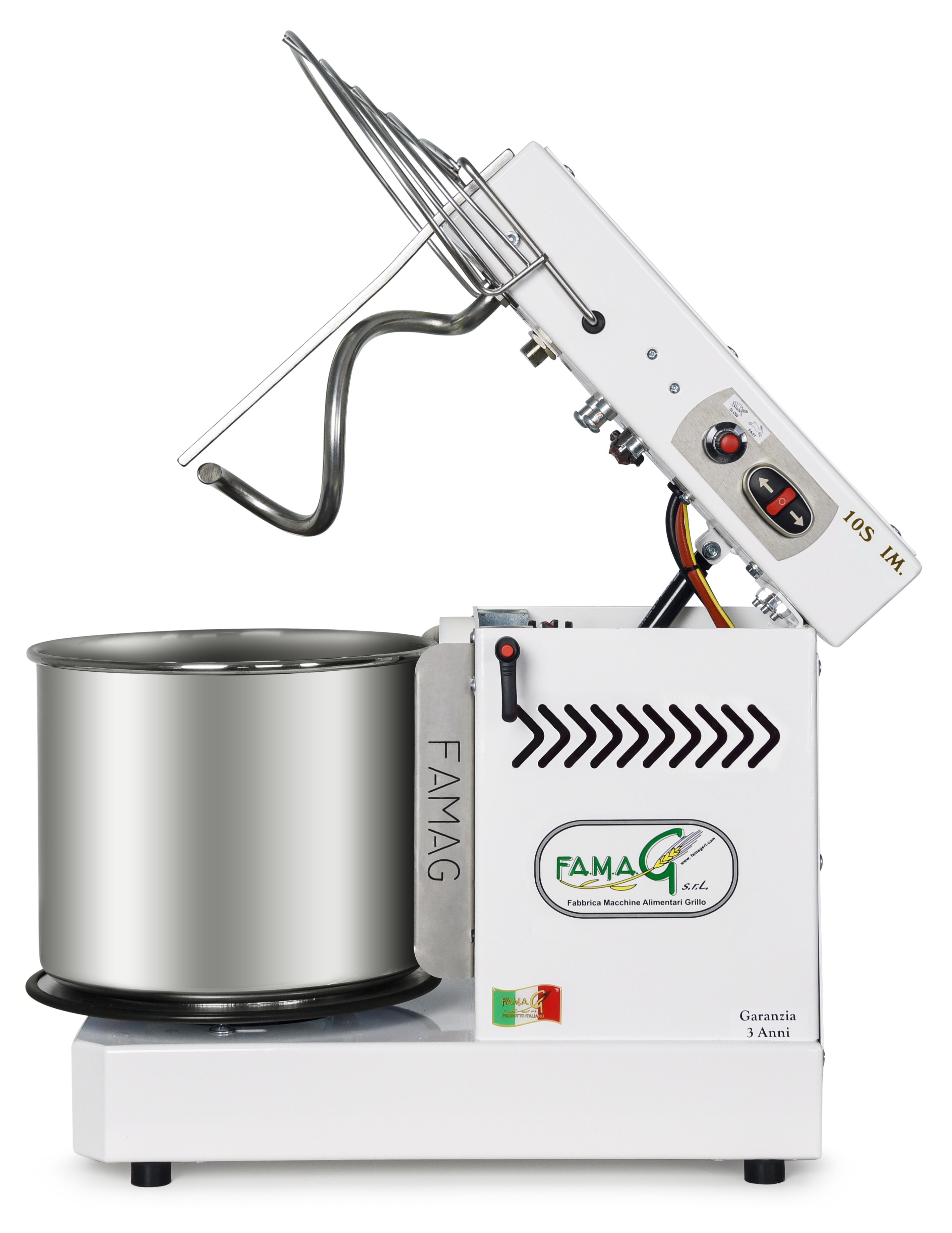 famag im 10s spiral dough mixer tilting head arctic white 1200 1
