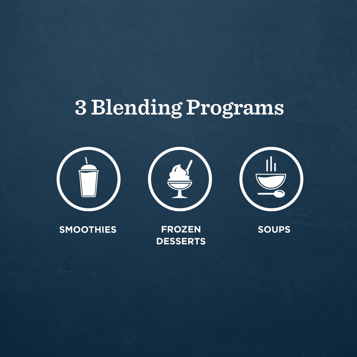 vitamix ascent x2 has 3 blending programs: smoothies, frozen desserts & soups
