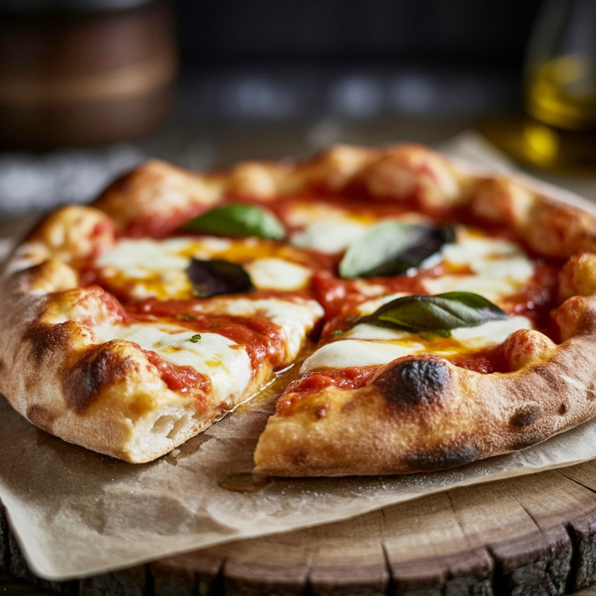 pizza baked on a hearth