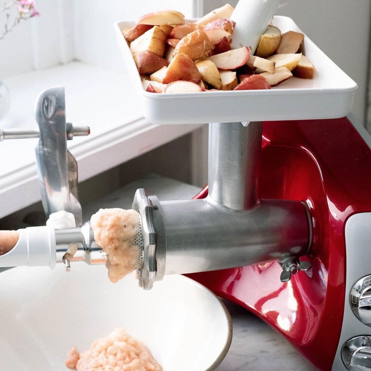 Optional strainer attachment for applesauce