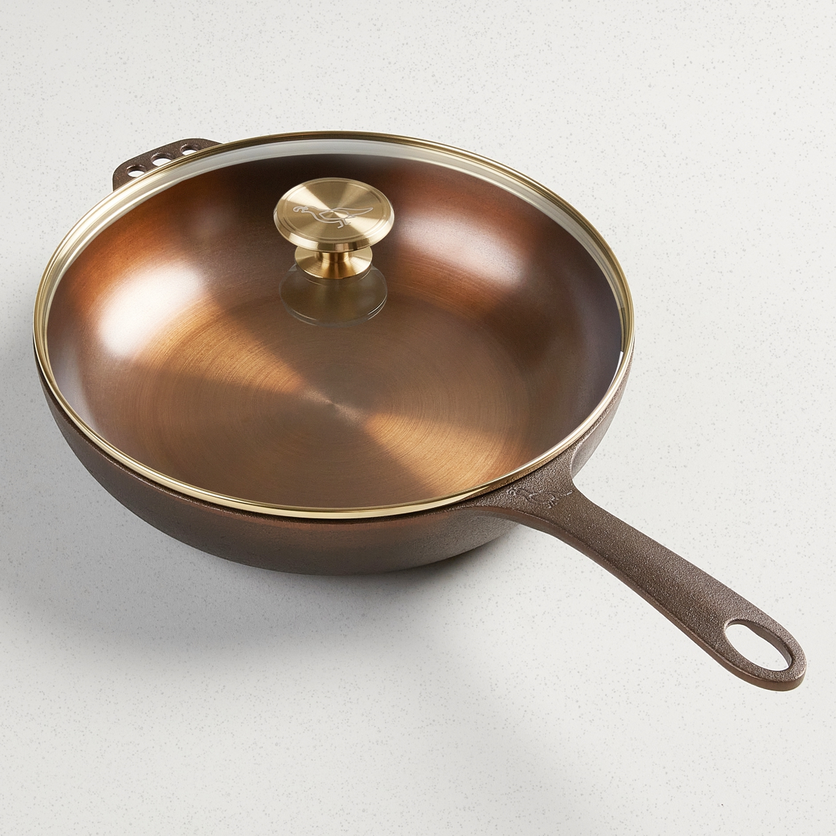 Smithey Cast Iron Deep Skillet, 11 inches, smooth interior with lid