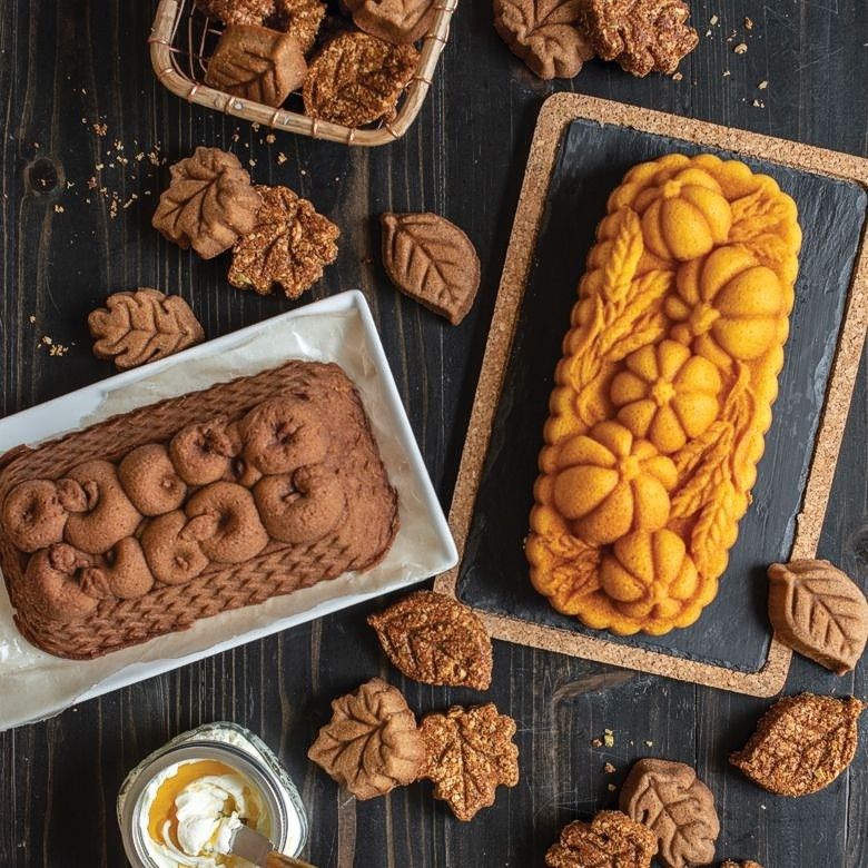 Cakes made in Apple Basket pan and Wheat and Pumpkin pan