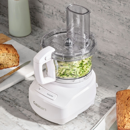 shredding zucchini with cuisinart white food processor