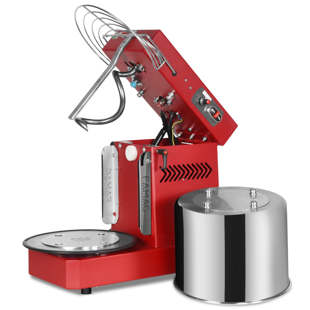 Famag Mixer 10 kg Ruby Red Tilted Head