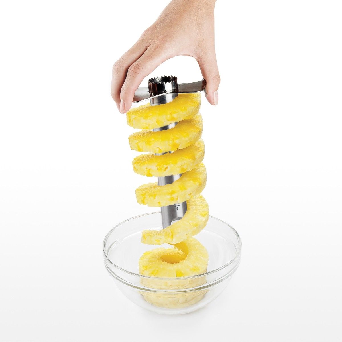 Pineapple corer makes spirals for slices