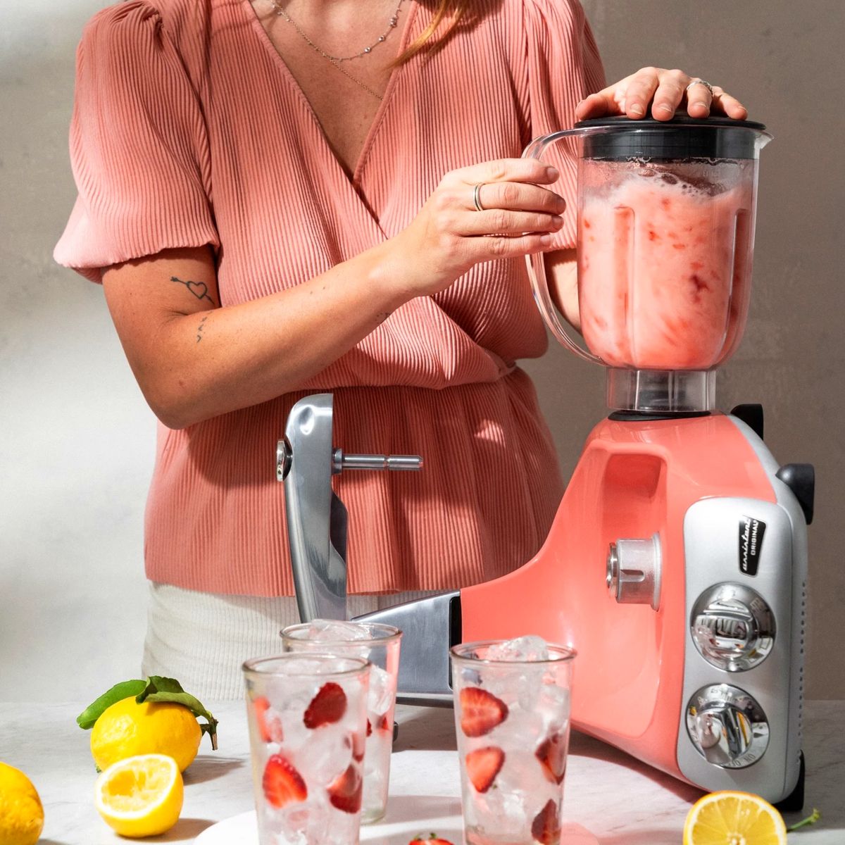 Coral Crush mixer with optional blender attachment