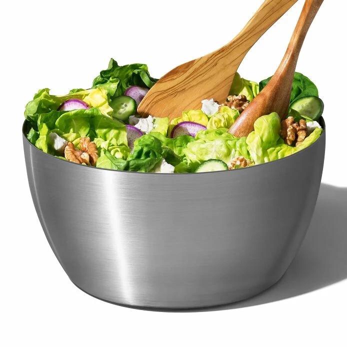 salad spinner doubles as stainless salad bowl