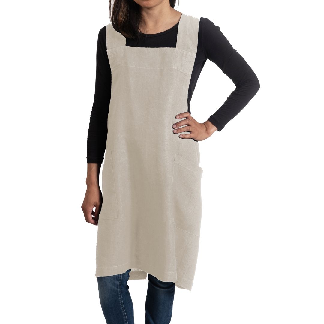Firenze Linen Smock Apron, Natural