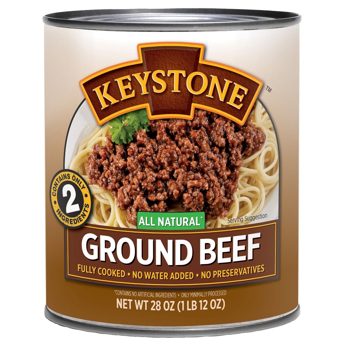 Keystone fully cooked ground beef, 28 oz can