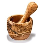 Olive wood mortar pestle, Berard