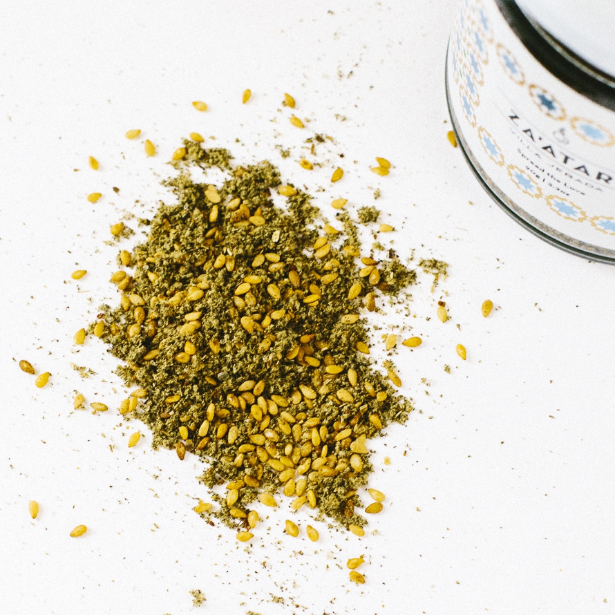Zaatar spice dumped on the table