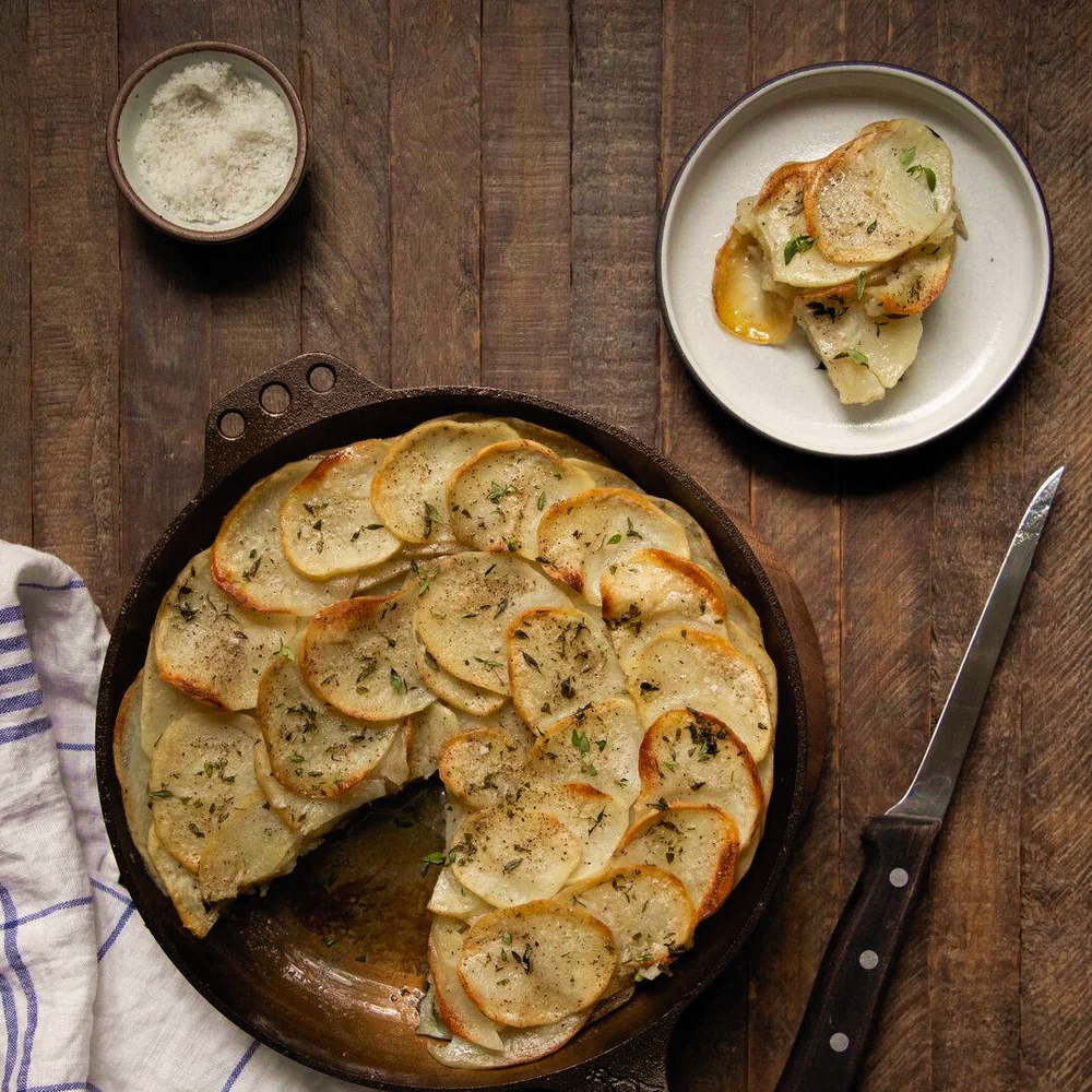 10 inch cast iron skillet with au gratin potato bake