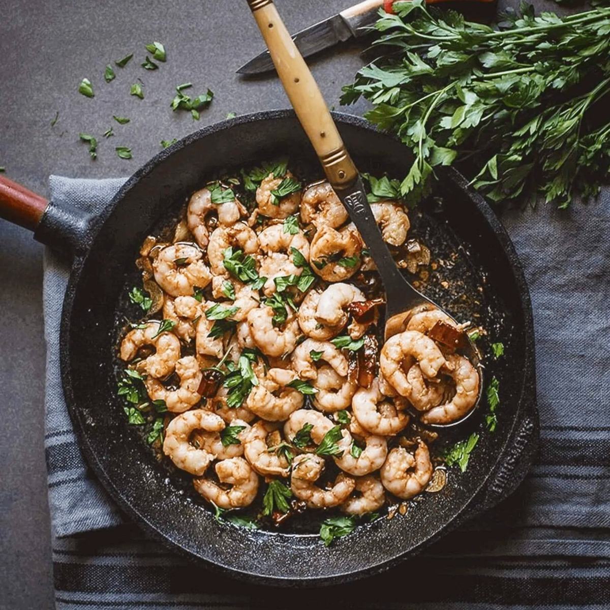 11 inch fry pan: shrimp