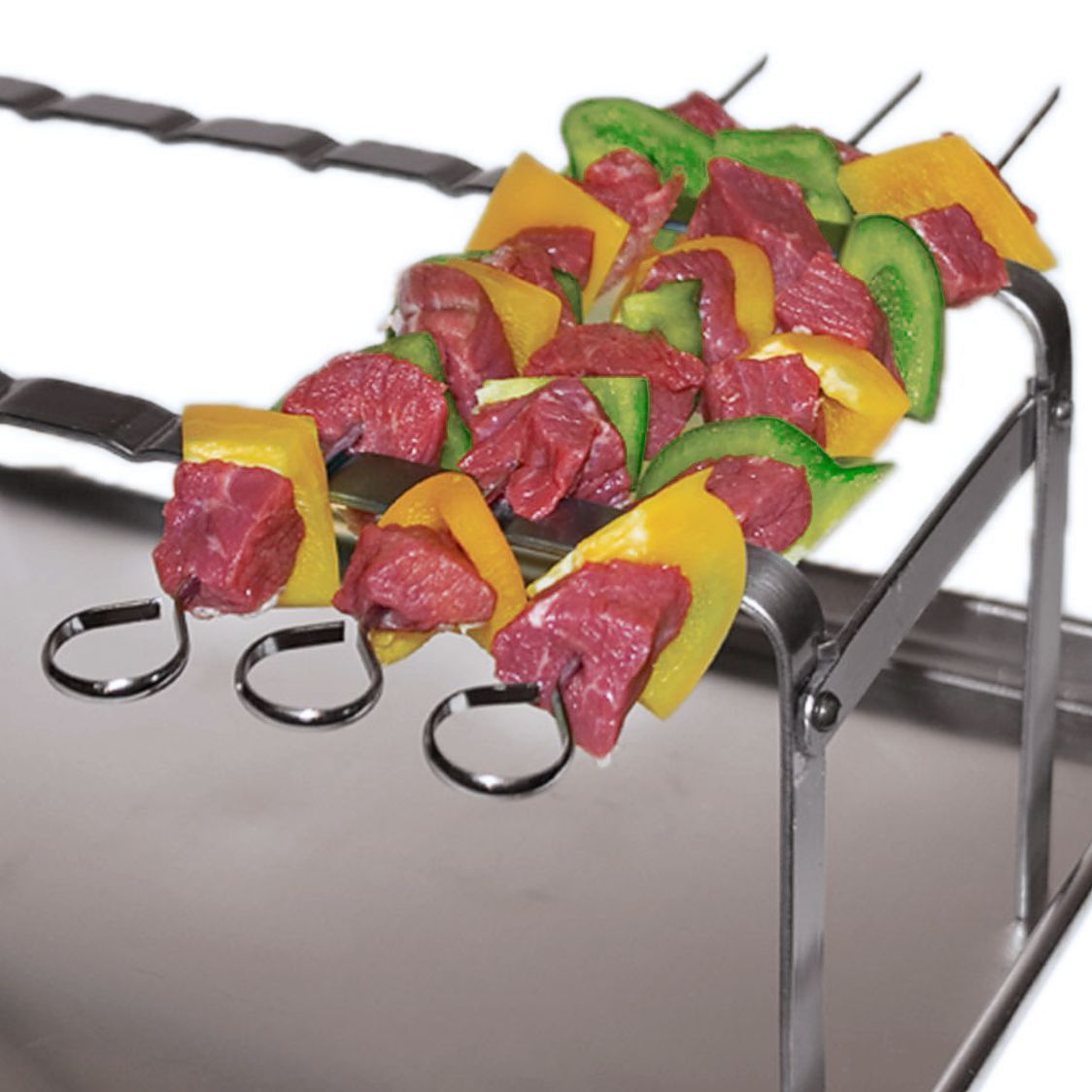 Jerky hanger with nine skewers for kabobs