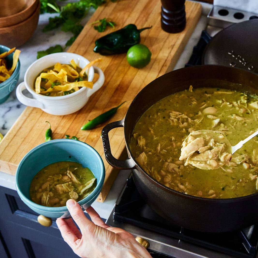 taco soup served from smithey dutch oven