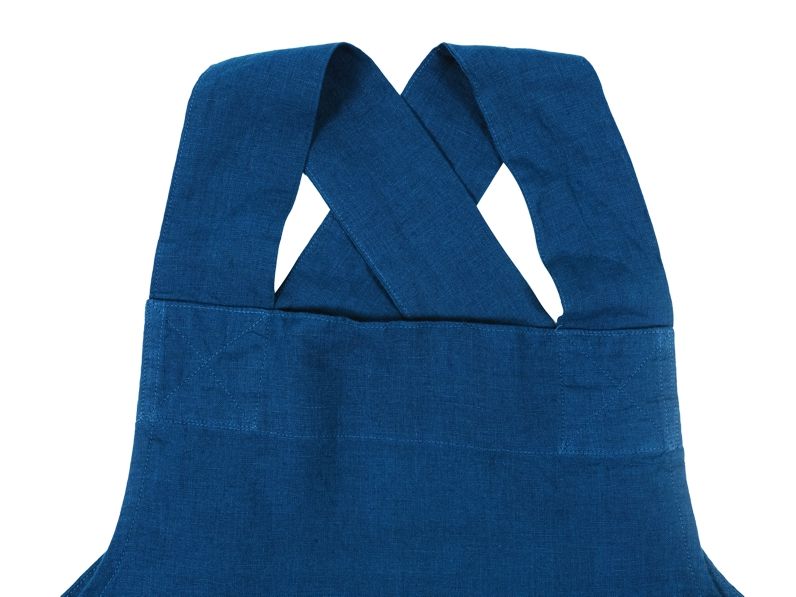Firenze Linen Smock Apron, Navy