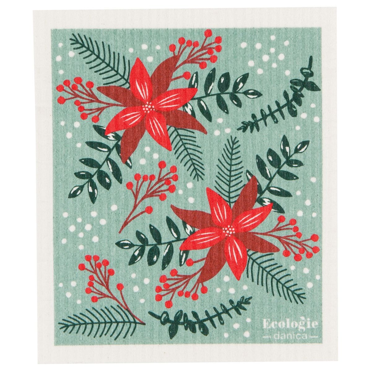 Swedish Dish Cloth, Poinsettia