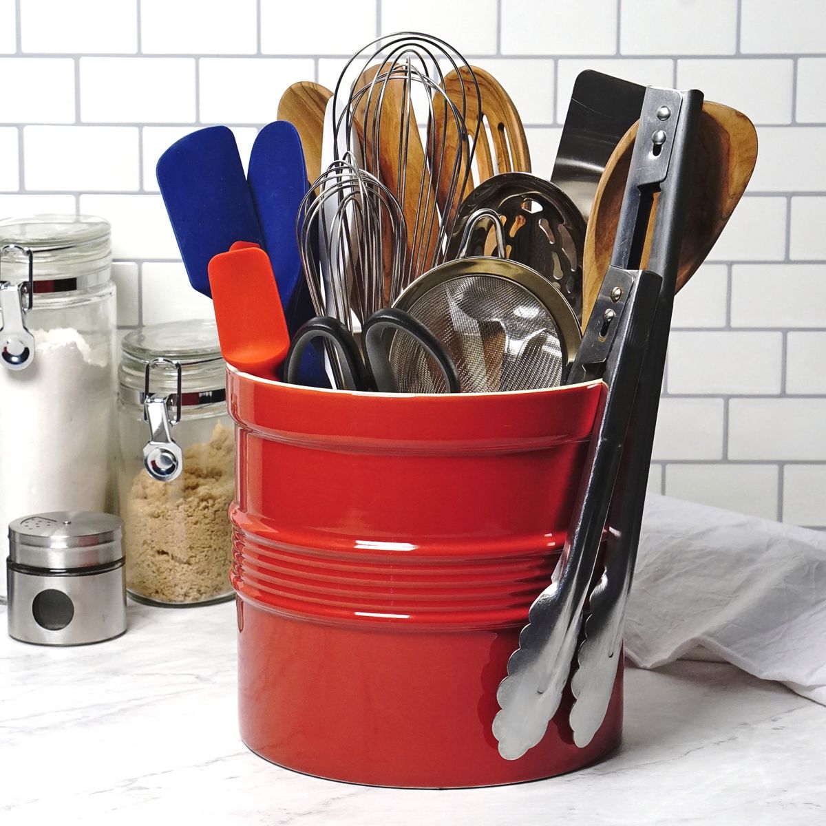 rsvp crock rd red utensil crock oversized 1200