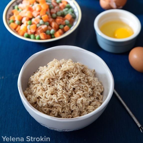 Cooked long grain brown rice