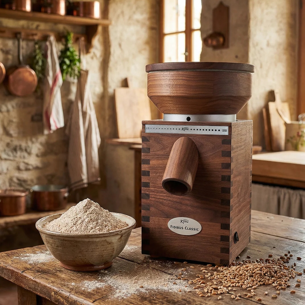 KoMo walnut mill in farmhouse kitchen