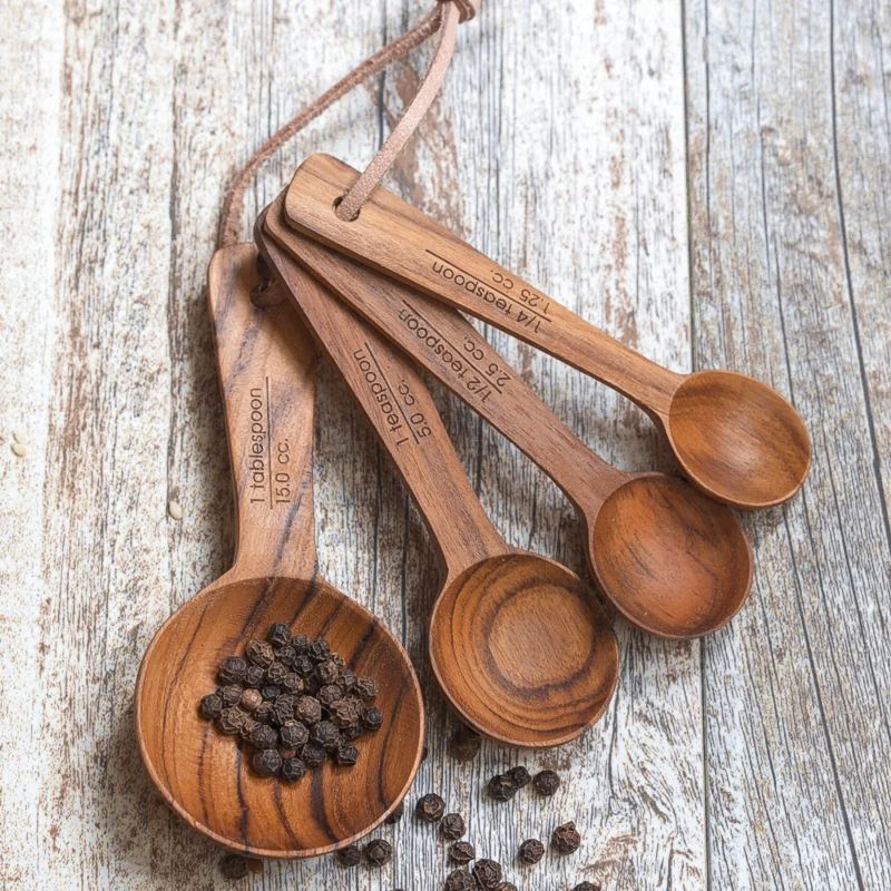 Teak measuring spoons made in Thailand