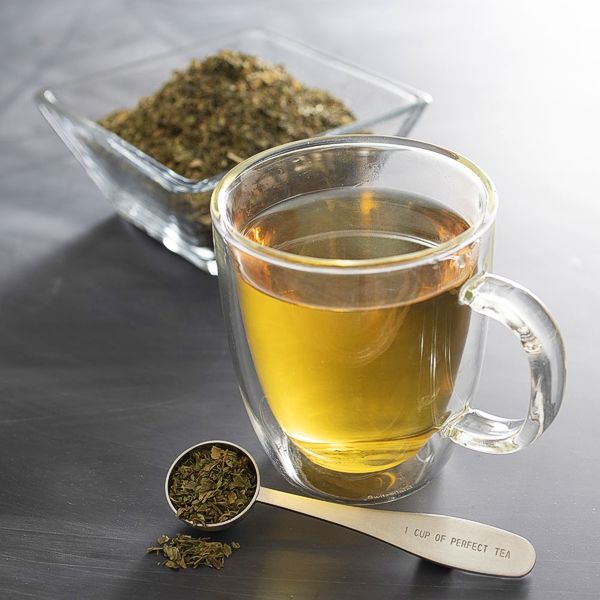 Peppermint tea with dried leaves