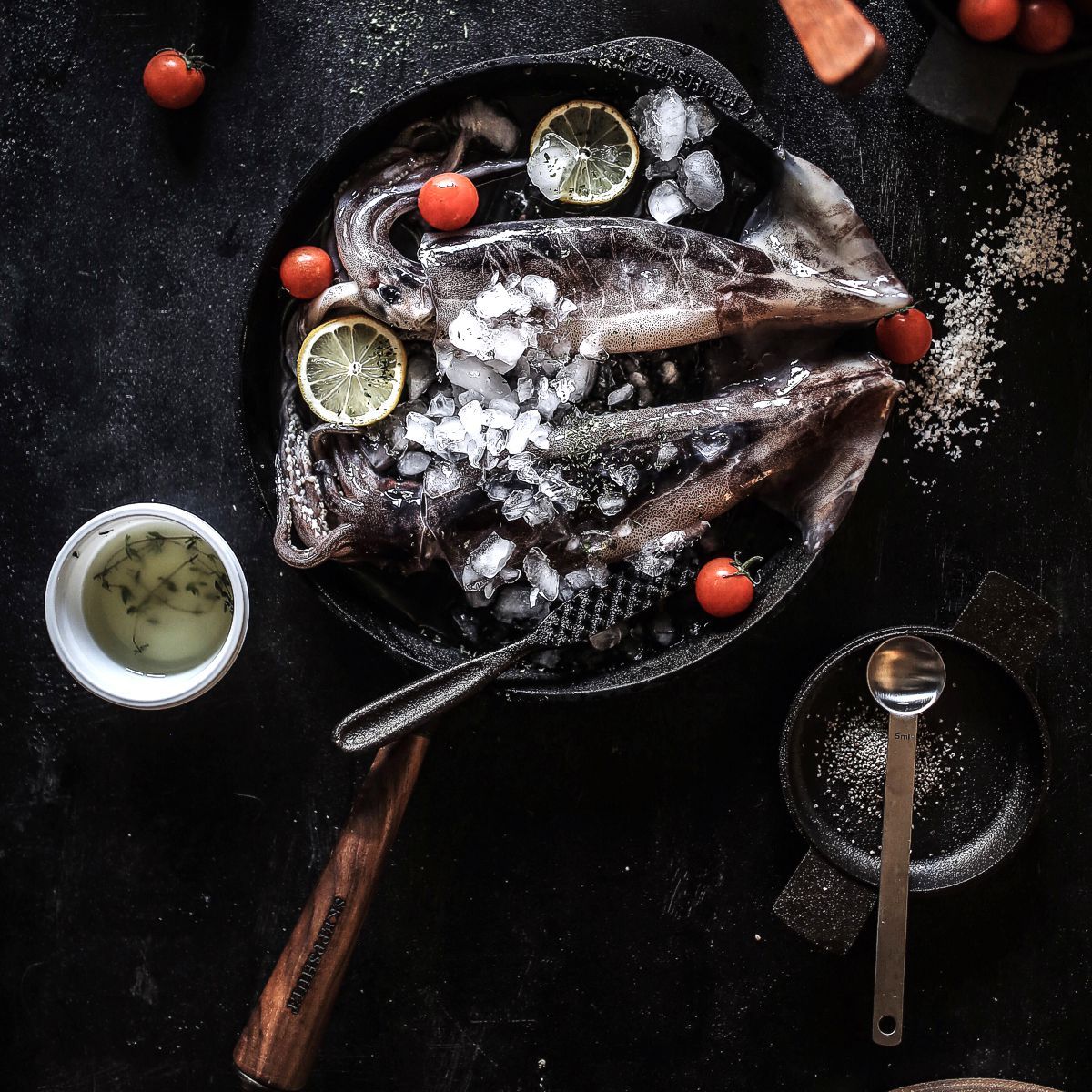 Skeppshult cast iron deep pan with walnut handle