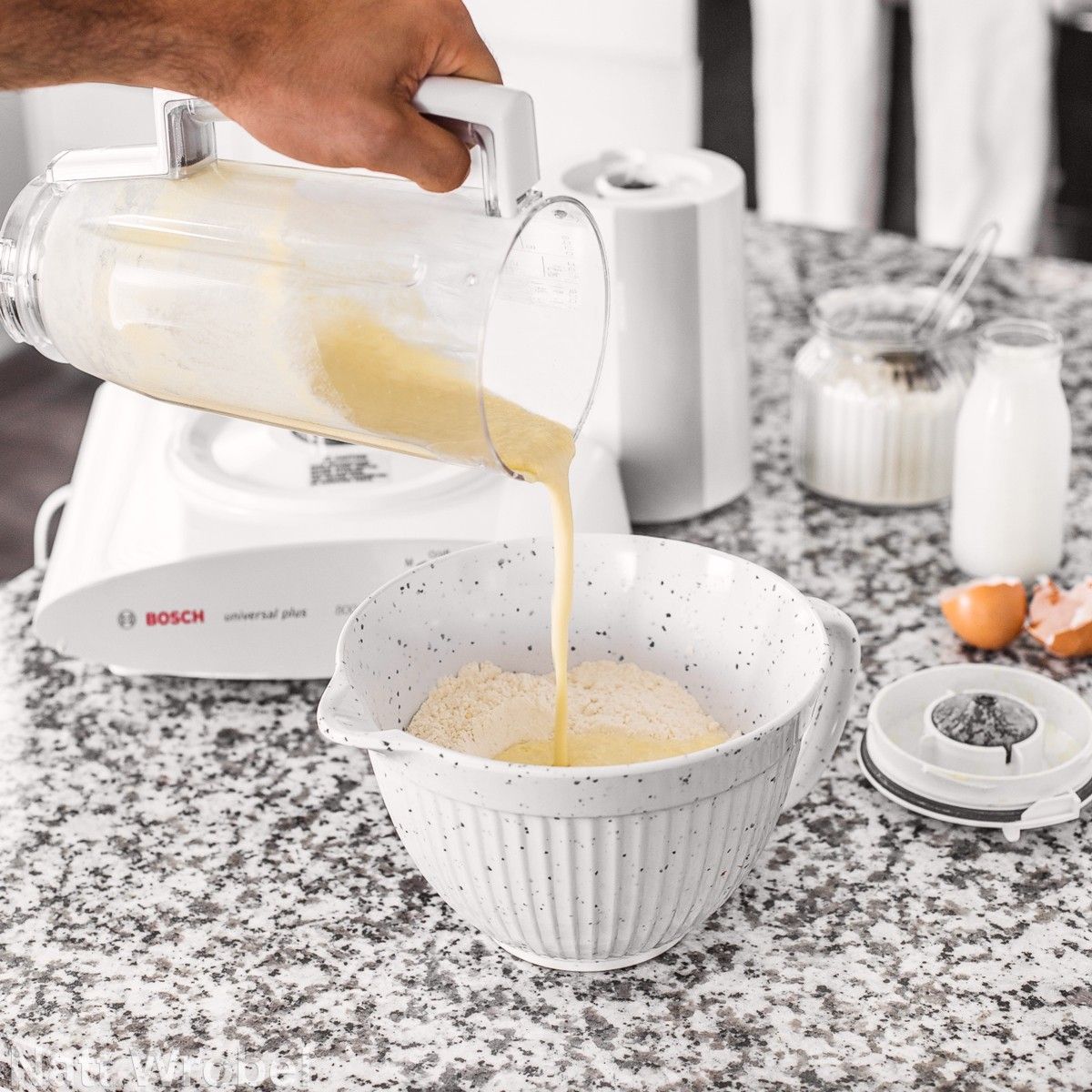 Waffle batter in Bosch Universal Plus blender