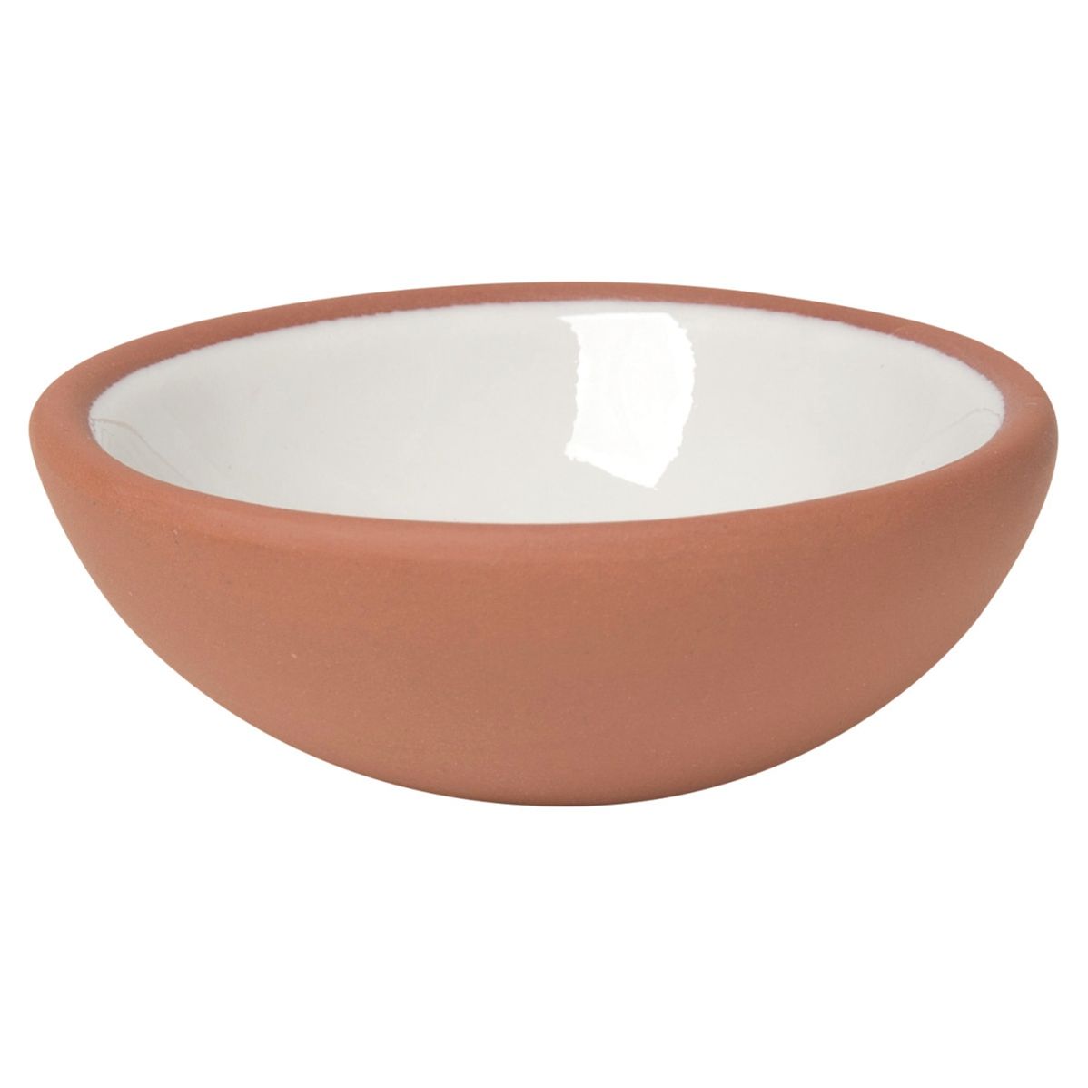 Terracotta pinch bowl, white glaze