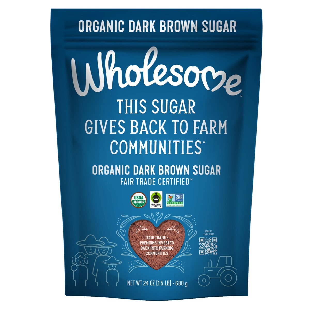 Wholesome Organic Dark Brown Sugar, 24 oz (1.5 lbs)