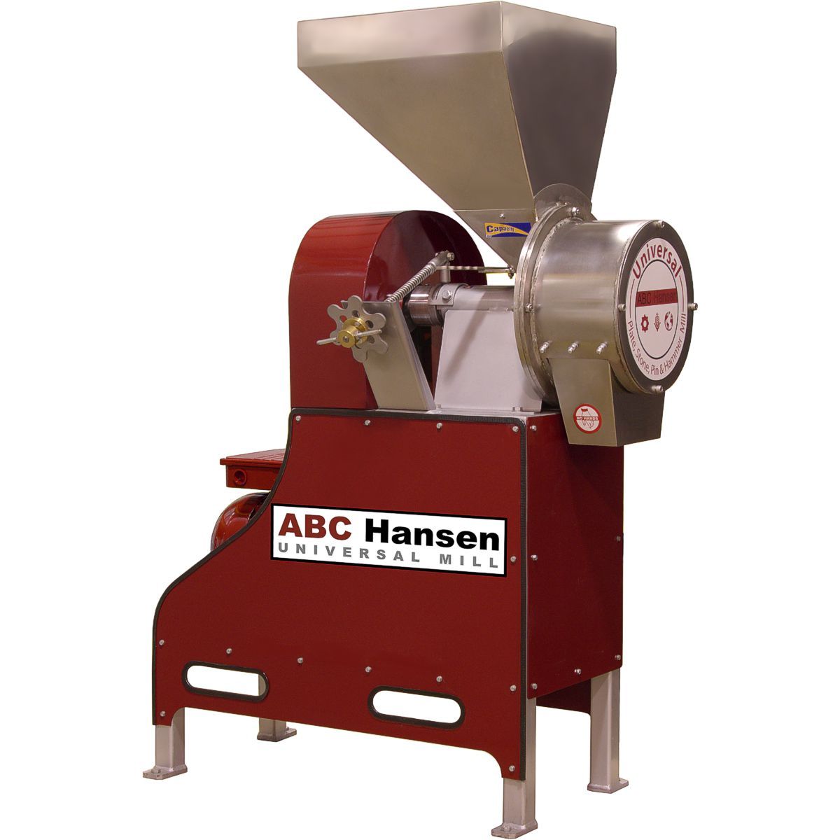 The ABC Hansen commercial disc mill and steel burr mill.