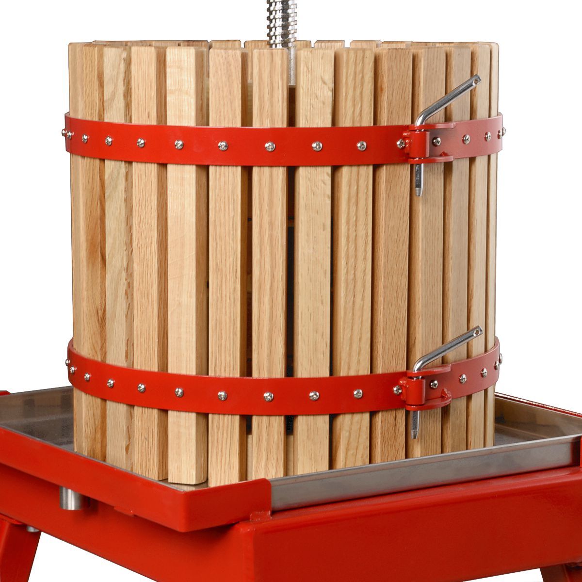 30.3L wood basket on ratcheting wine press