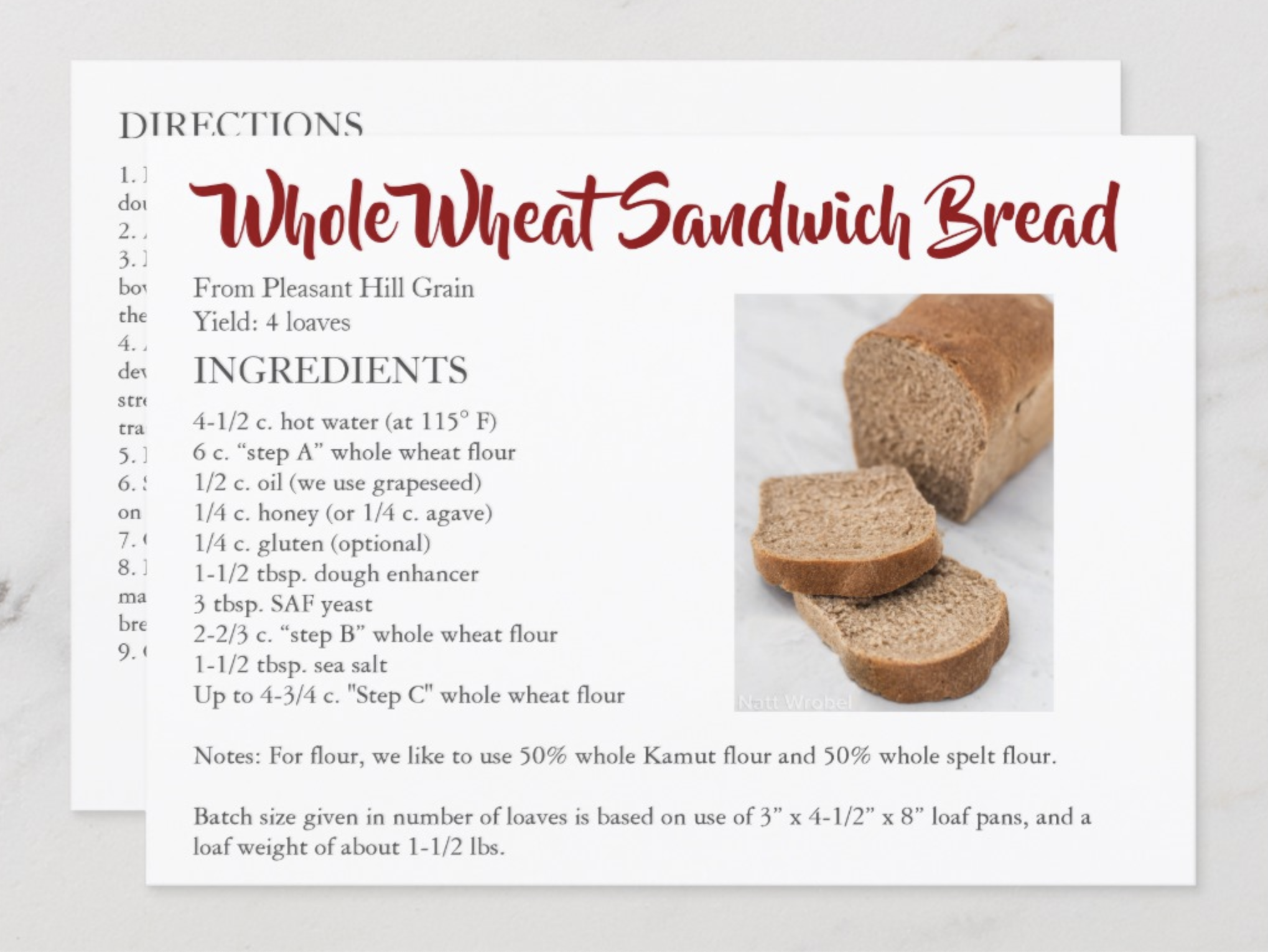Whole wheat sandwich bread recipe