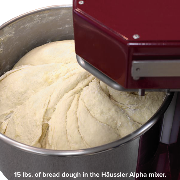 15 lbs. of dough in Häussler Alpha mixer