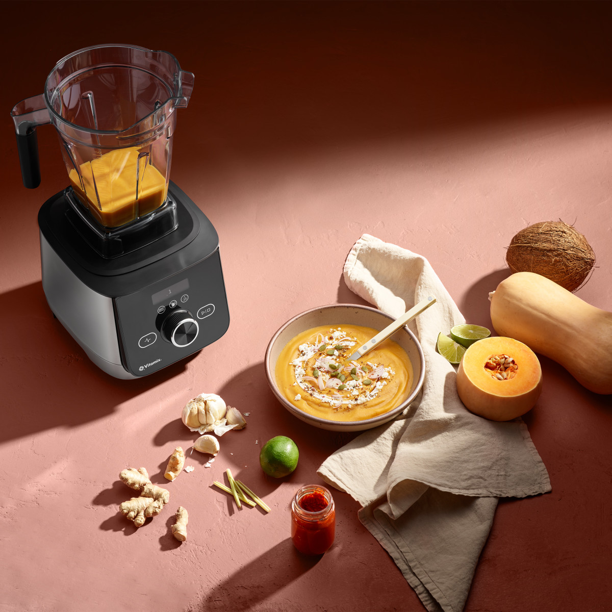 vitamix ascent x4 staged with bowl of soup