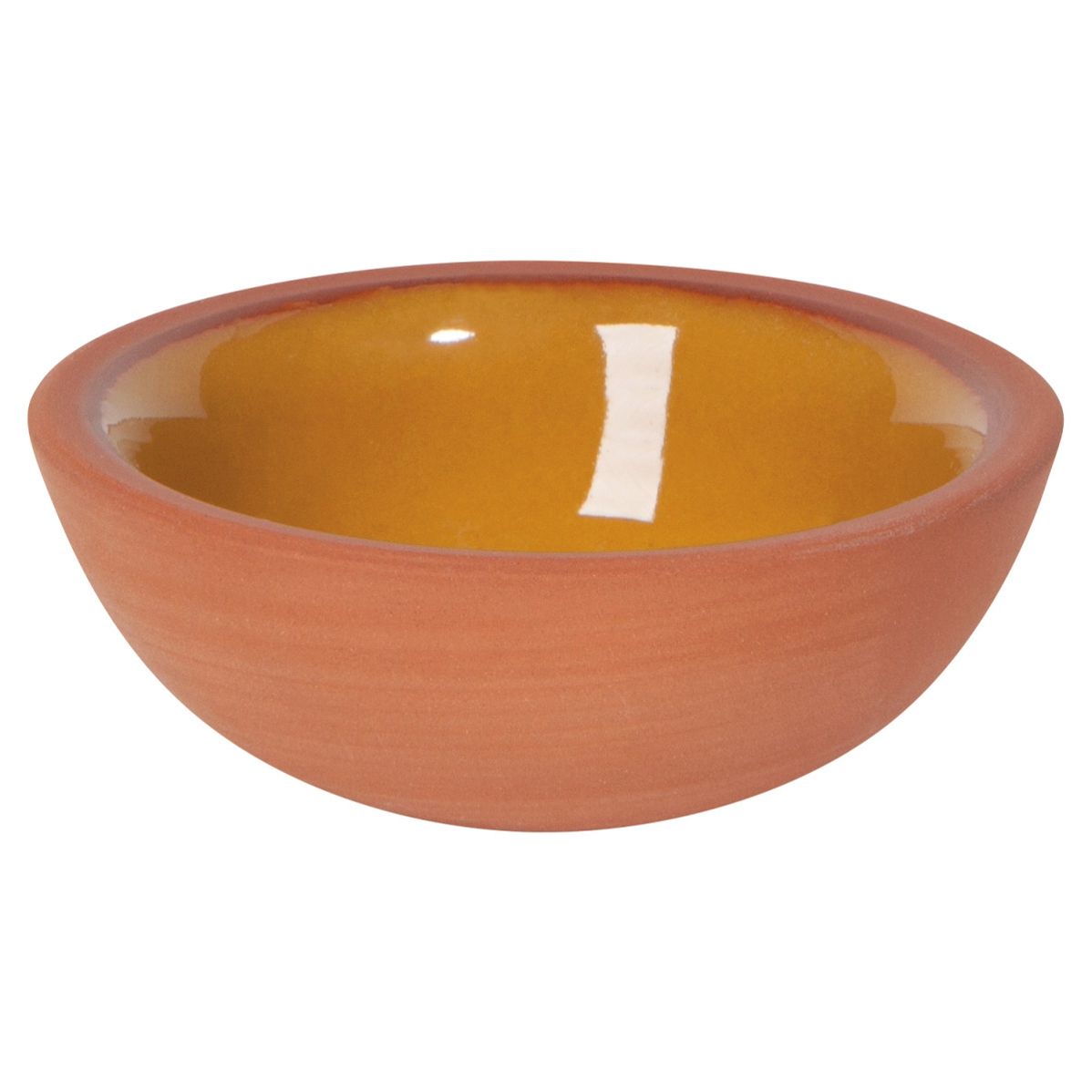 Terrecotta pinch bowl, yellow glaze