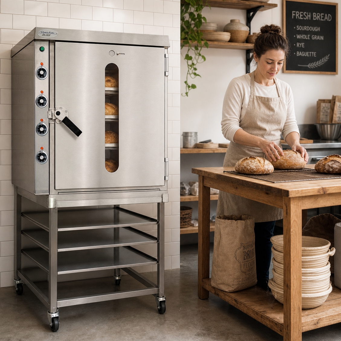 RackMaster oven in bakery, on stand