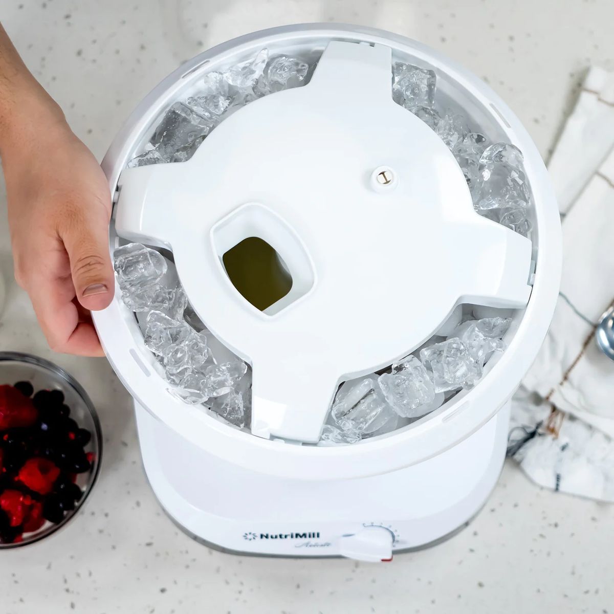 NutriMill Ice Cream Maker in Artiste mixer bowl