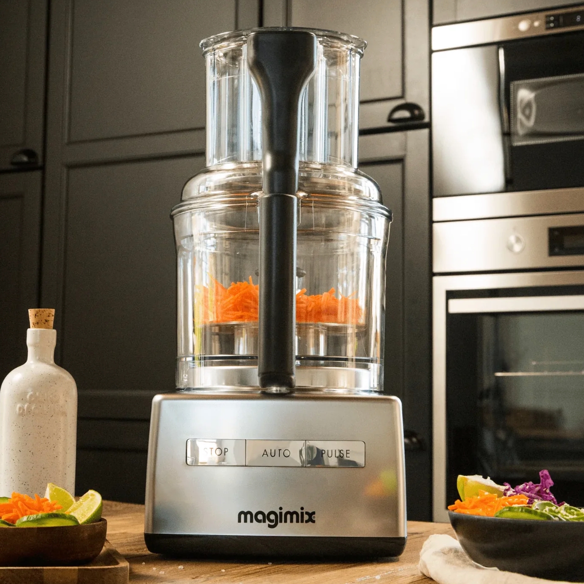 Magimix food processor in kitchen with carrots