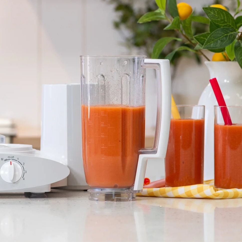 bosch MX3 blender shown off base filled with blended fruit