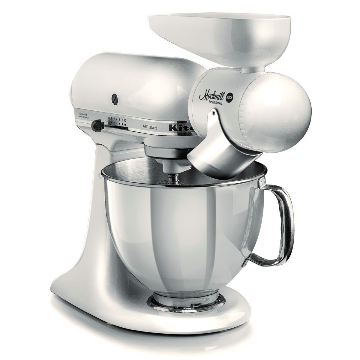 Whole grain flour grain mill attachment