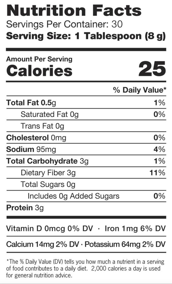Nutritional facts for 8.5 oz ProBiotein canister