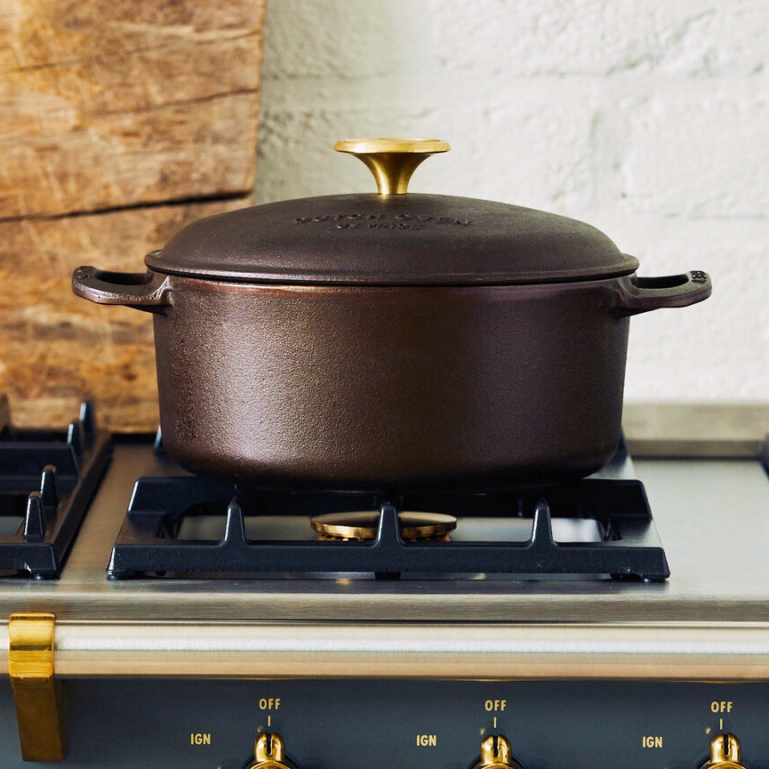 Smithey dutch oven on gas stove