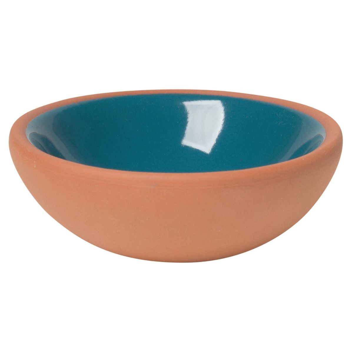 Terracotta pinch bowl, blue glaze