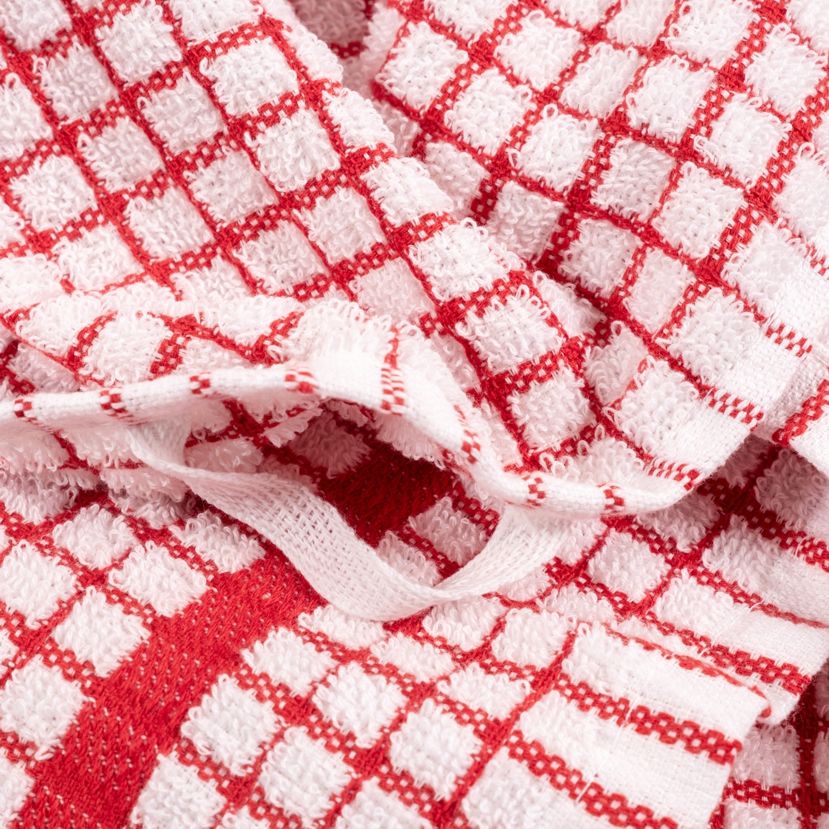 Grid Terry Kitchen Towel, Red