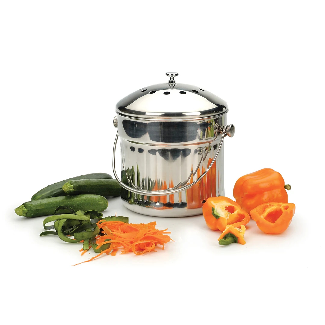 rsvp stainless compost pail x-large