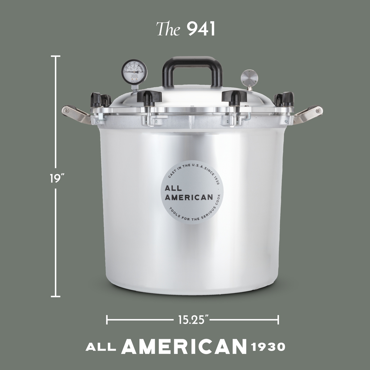 Dimensions of the 941 stainless All American canner