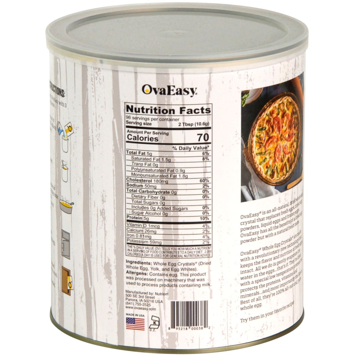 Nutrition Facts for OvaEasy egg crystals