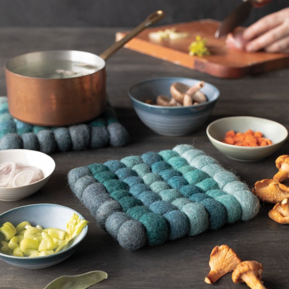 Felt Trivet, Square, Lagoon, 6 x 6 inch